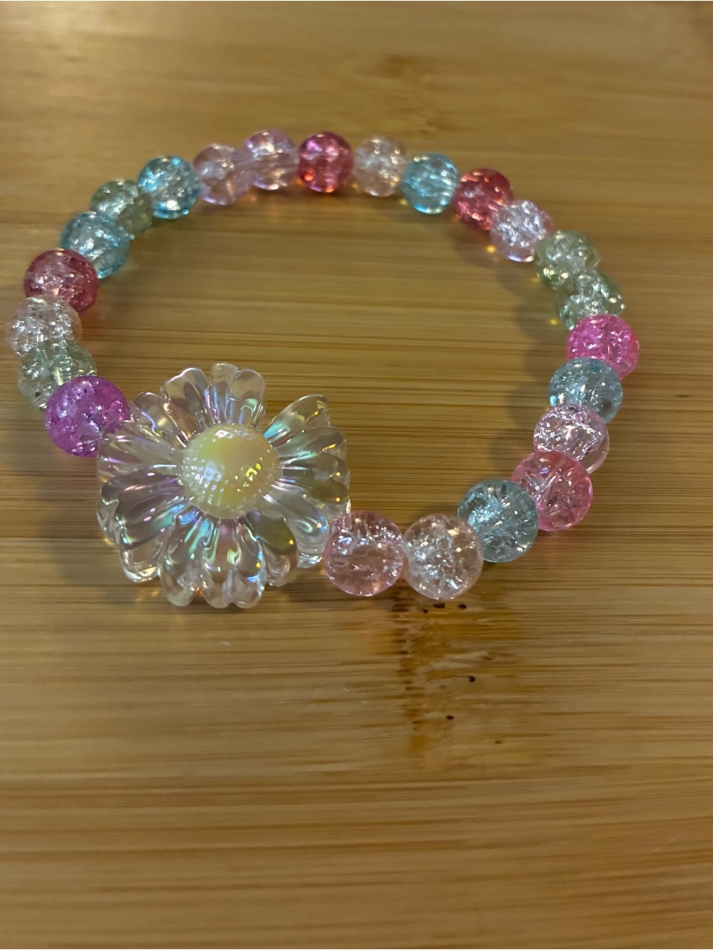 Iridescent Daisy Beaded Bracelet - Pastel Multi